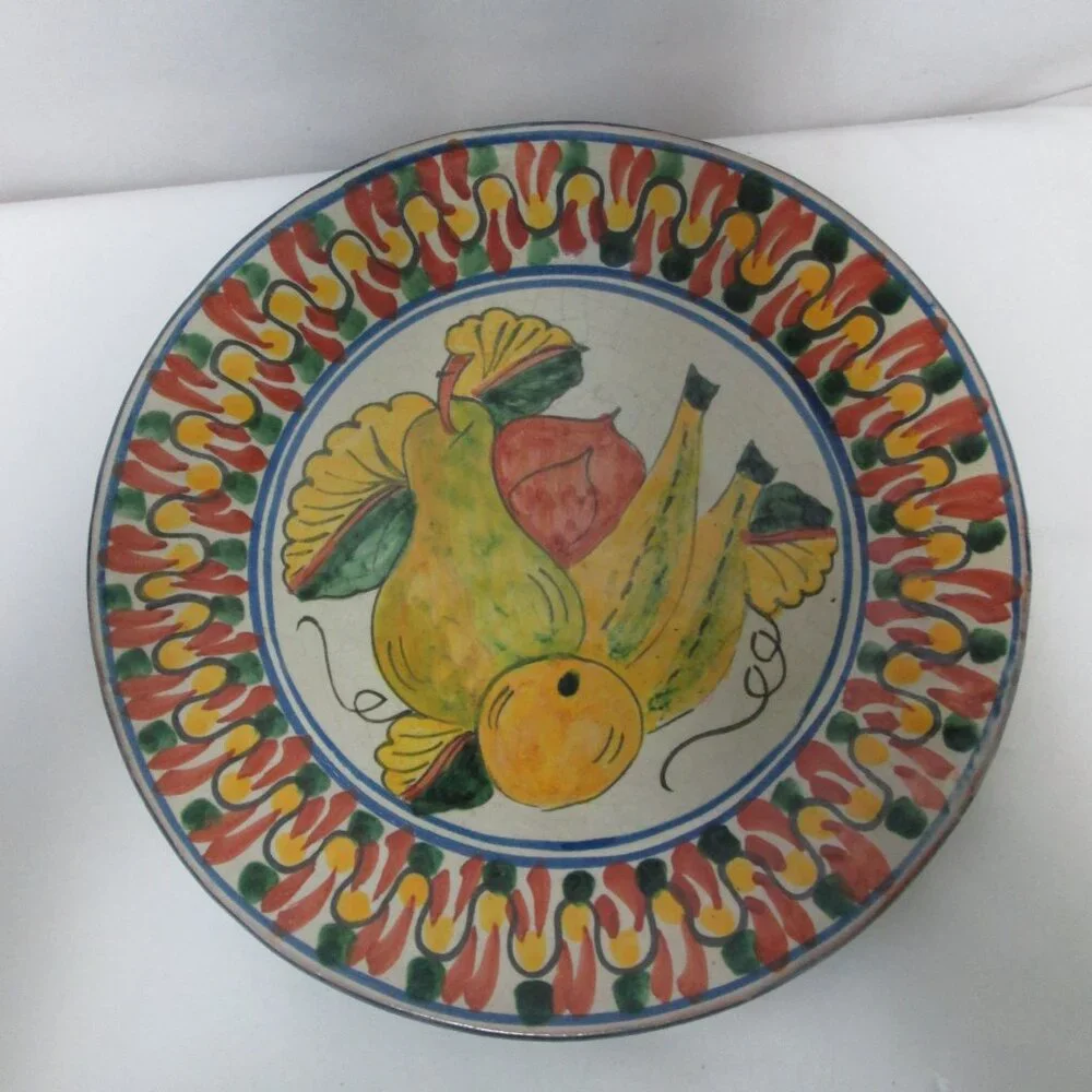 Talavera Vintage large dinner plate platter hand painted fruit Mexico 11